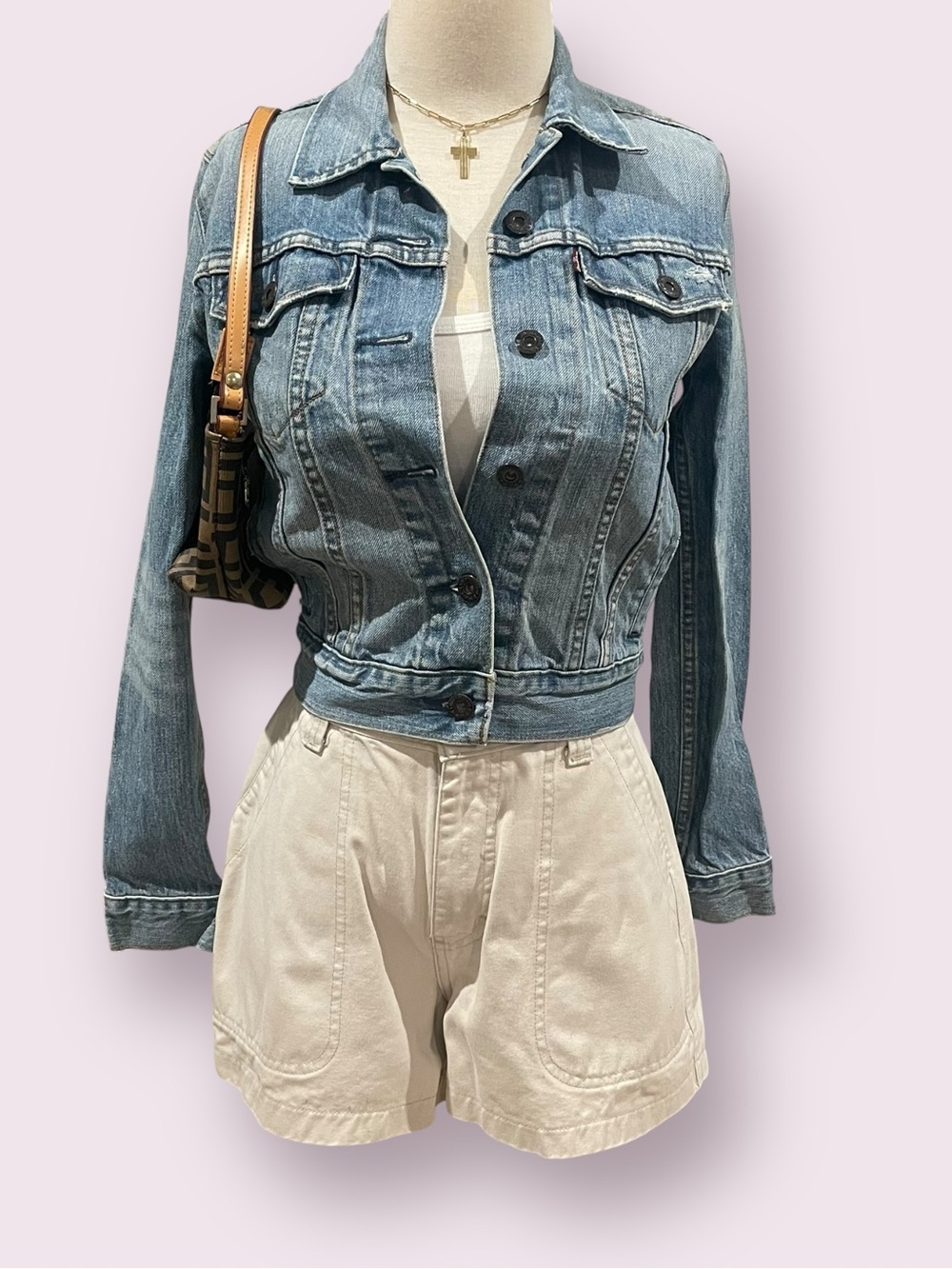 Levi's blue denim cropped trucker jacket